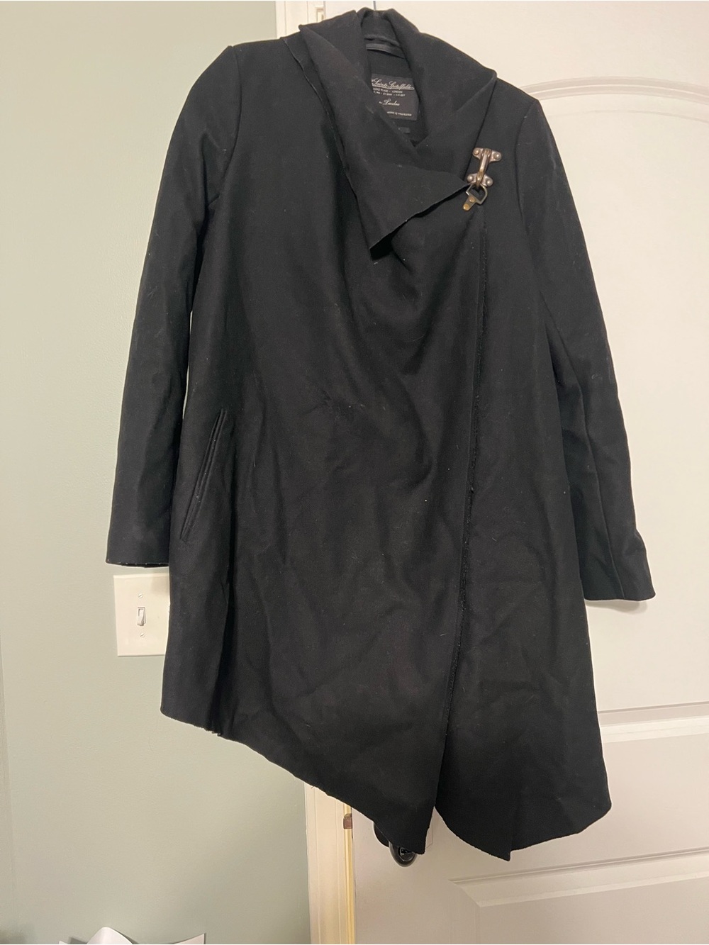 All Saints Eve Black Asymmetric Women's Coat with Toggle Closure - Size 12
